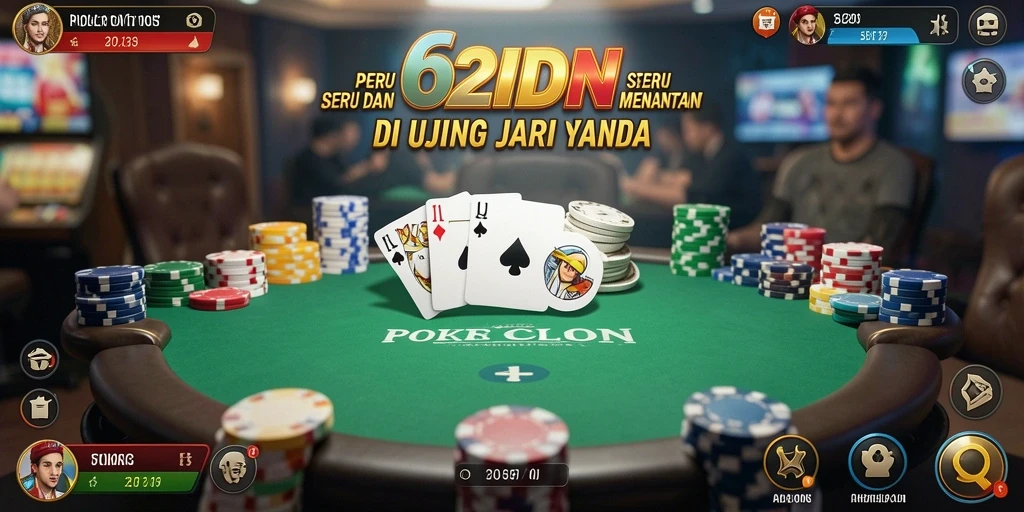 Tampilan gameplay poker yang seru dan interaktif di 62IDN.