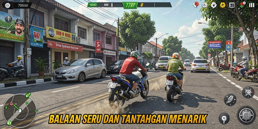 Tampilan gameplay Racing 77RP yang menarik dan memukau.