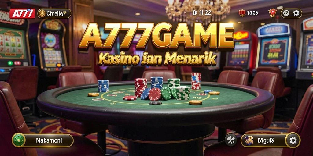 Tampilan gameplay A777GAME yang menakjubkan dengan tema kasino.