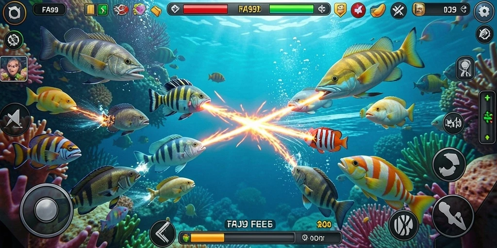 Menampilkan gameplay menarik Tembak Ikan di dalam FA99.