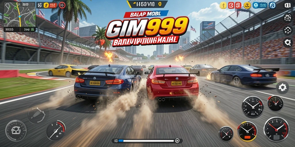 Screenshot GIM999 menampilkan aksi balap yang mendebarkan dan grafis yang menakjubkan.