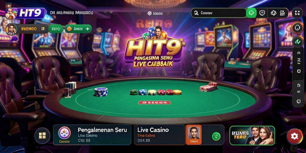 Tampilan menarik gameplay Live Casino di HIT9 dengan dealer langsung.