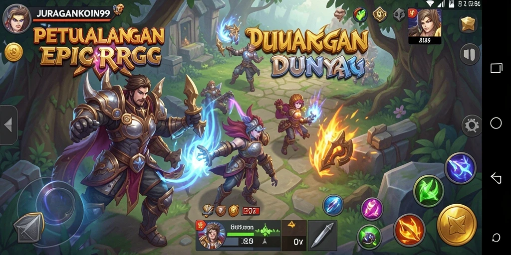 Tampilan penuh aksi dari game RPG JURAGANKOIN99 yang menarik.