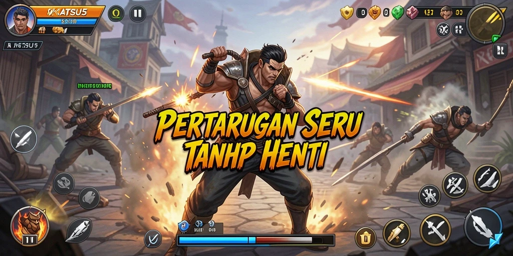 Screenshot KATSU5 menampilkan aksi pertempuran yang mendebarkan.