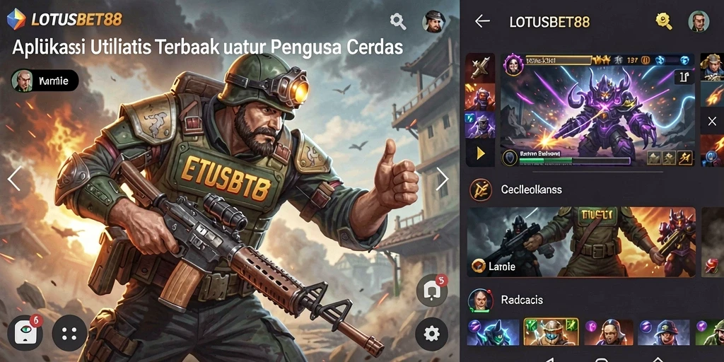 Tampilan utama LOTUSBET88 dengan fitur utilitas yang lengkap.