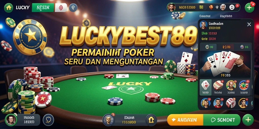 Tampilan gameplay menarik dari LUCKYBEST88 dengan suasana poker yang mendebarkan.