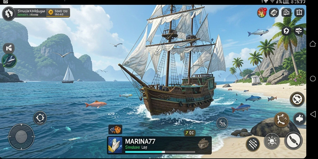 Screenshot gameplay <strong>MARINA77</strong> menampilkan petualangan bawah laut yang menakjubkan.