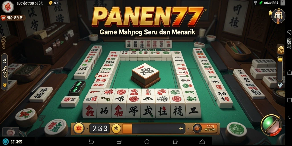 Tampilan gameplay menarik dari PANEN77 dengan desain Mahjong yang indah.