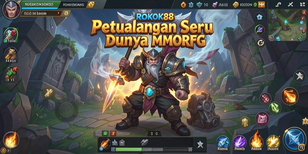 Tampilan gameplay menarik dari ROKOK88 yang menunjukkan petualangan RPG.