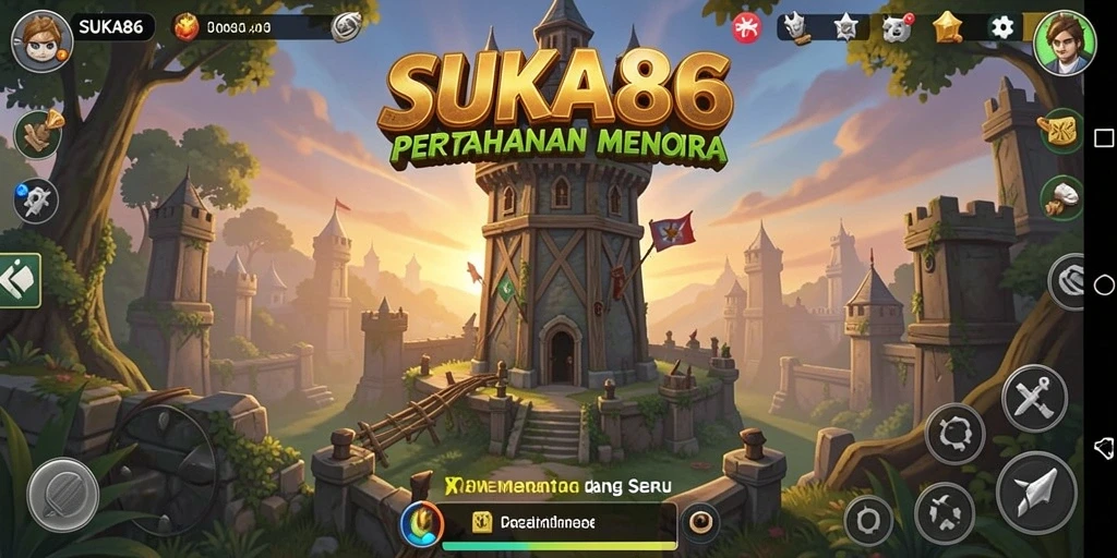Tampilan gameplay <strong>SUKA86</strong> dengan strategi pertahanan menara yang mendebarkan.