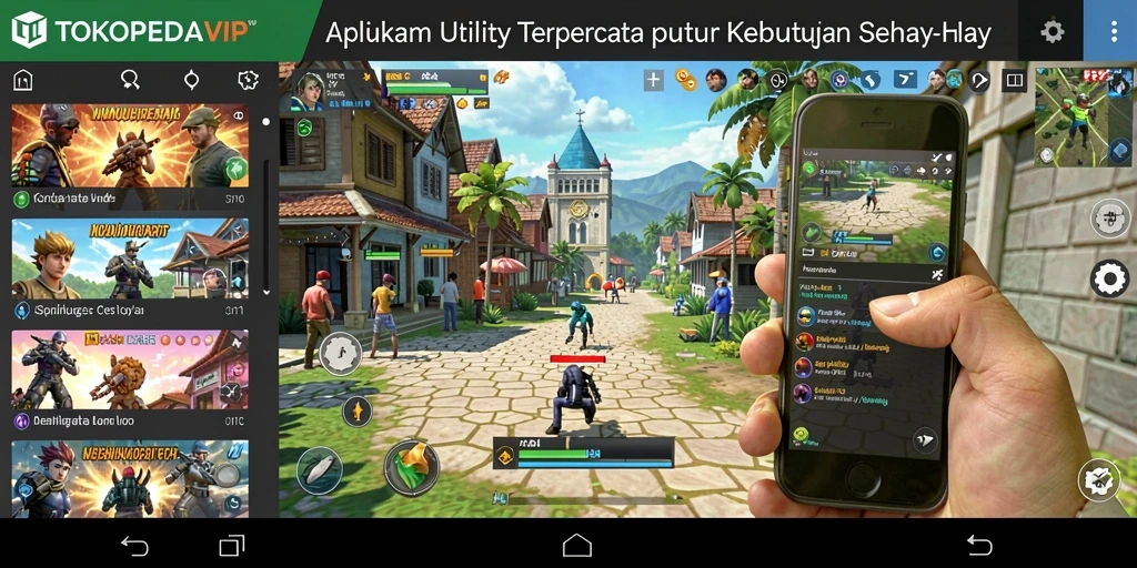Tampilan utama aplikasi TOKOPEDIAVIP dengan menu lengkap.